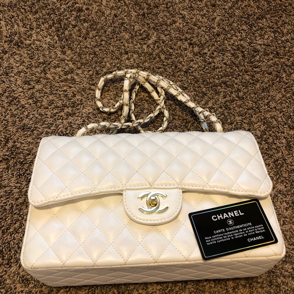 Large white chain bag
